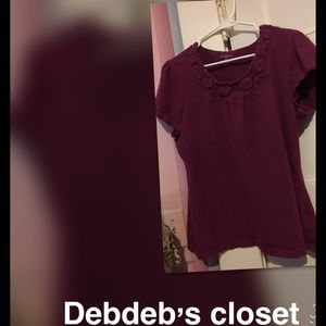 Burgundy beautiful short-sleeve Blouse